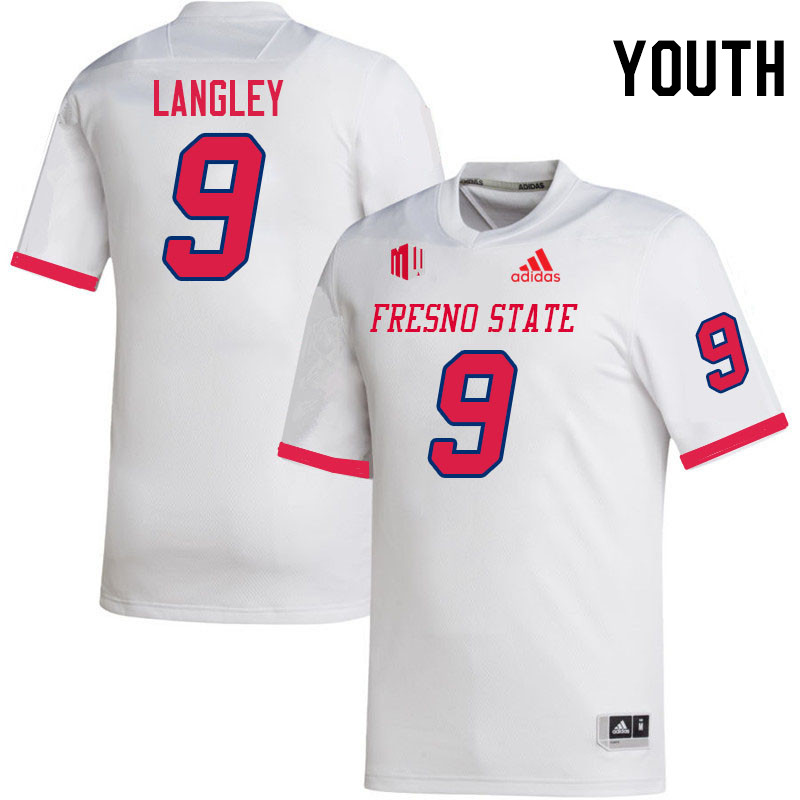 Youth #9 Malachi Langley Fresno State Bulldogs College Football Jerseys Stitched Sale-White
